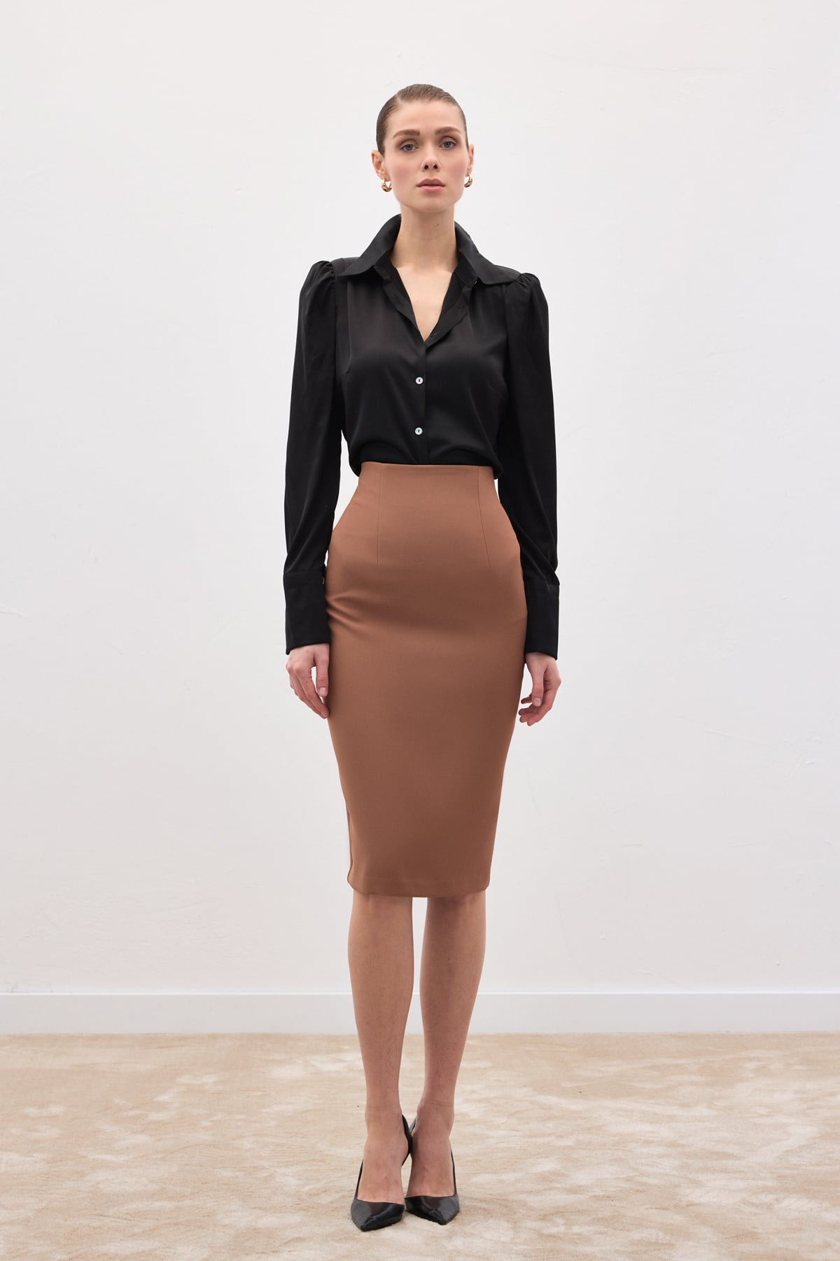 Straight Pencil Skirt - Camel