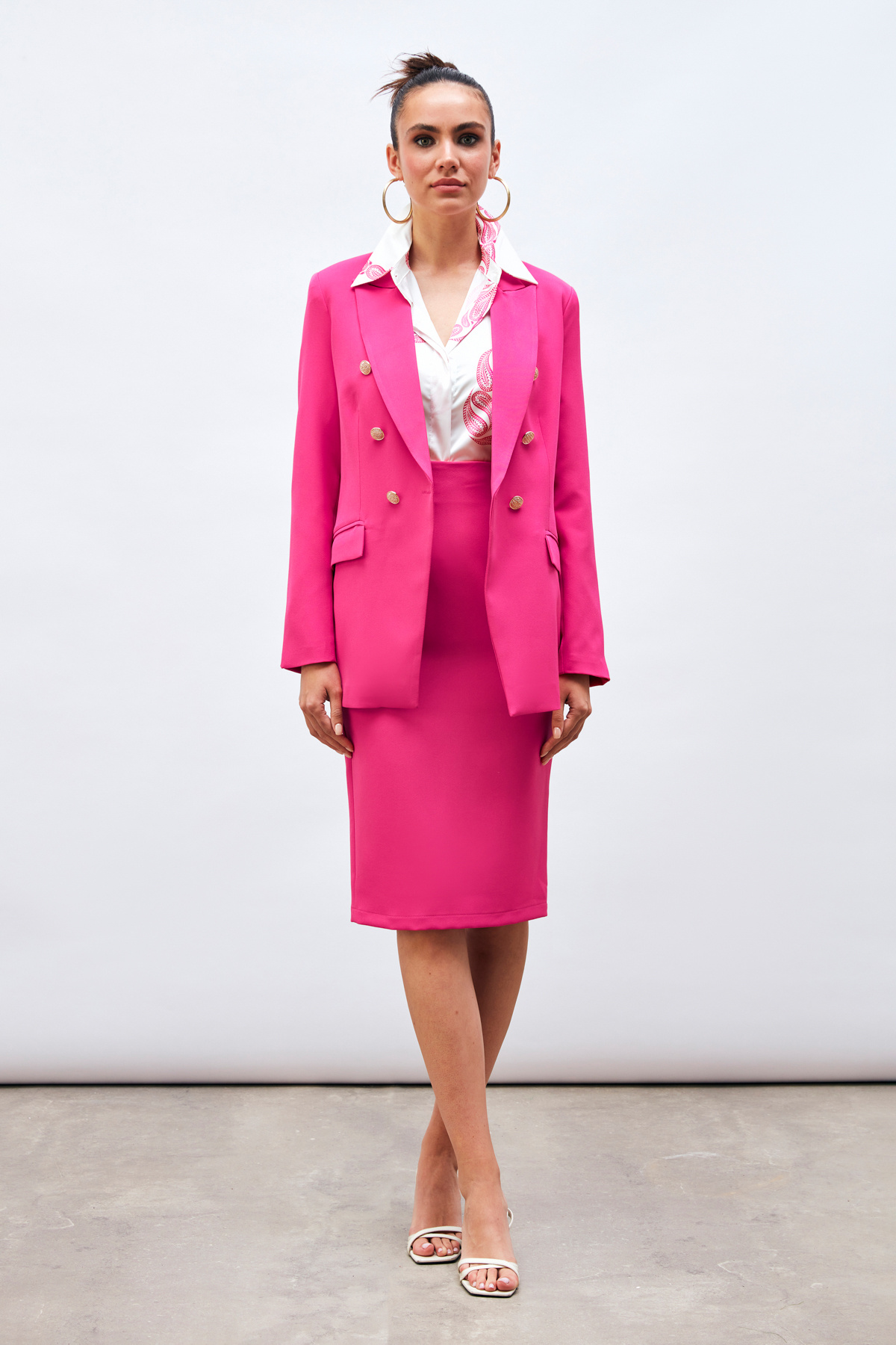 Straight Pencil Skirt - FuchsIa