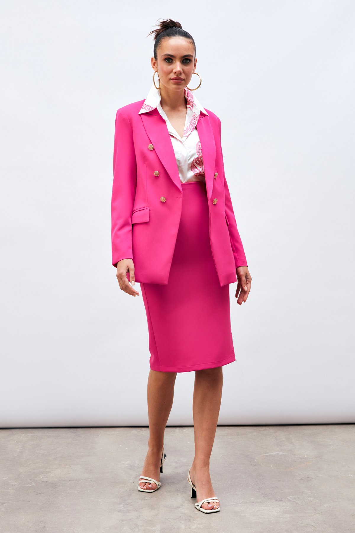 Straight Pencil Skirt - FuchsIa
