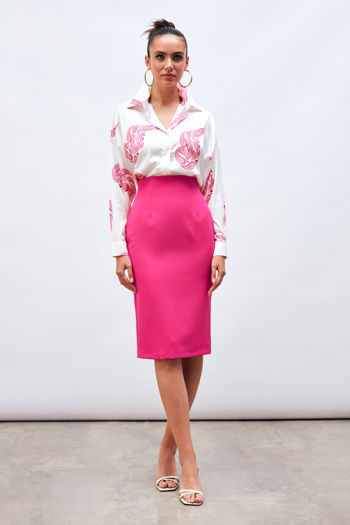 Düz kalem etek - FUŞYA