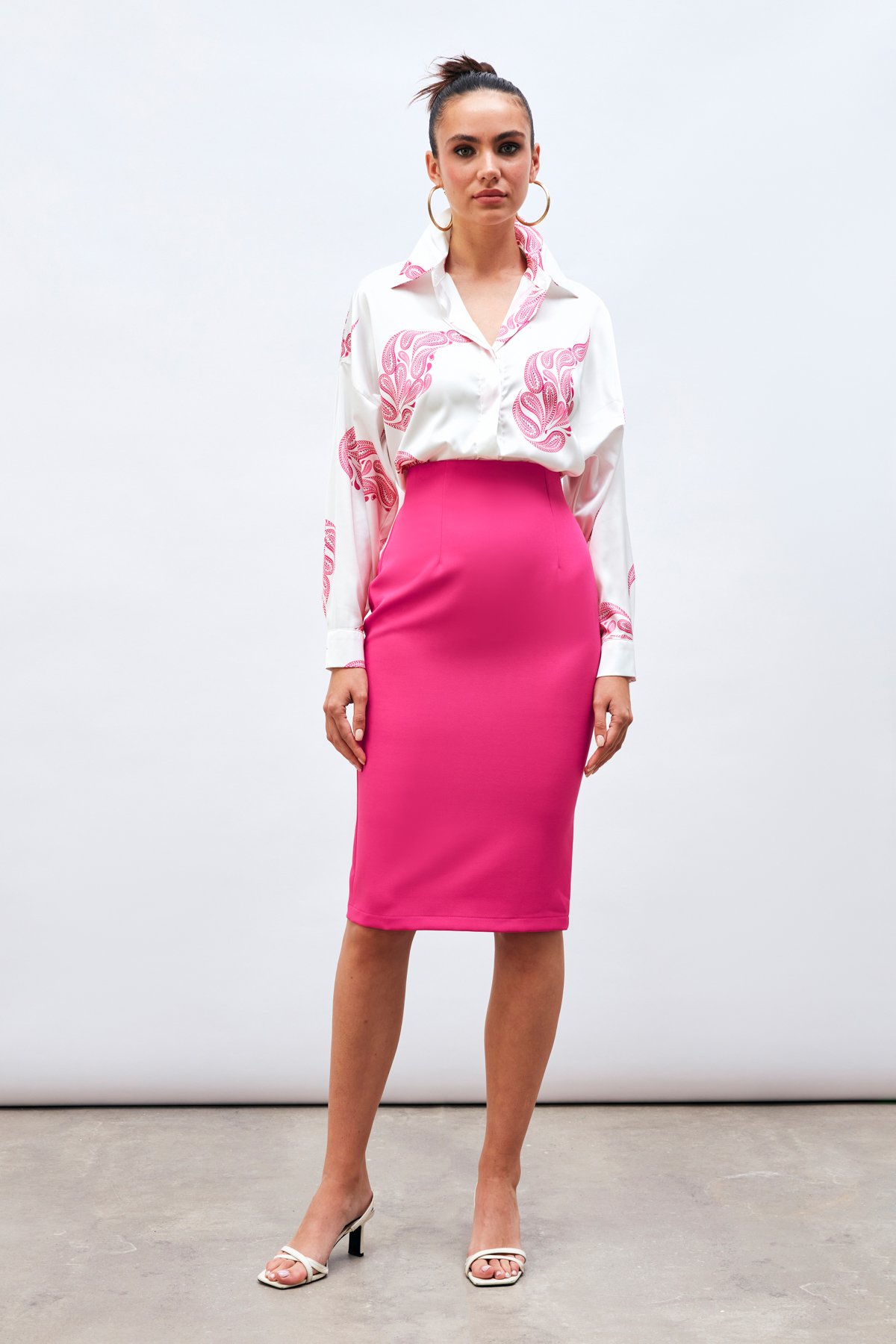 Straight Pencil Skirt - FuchsIa