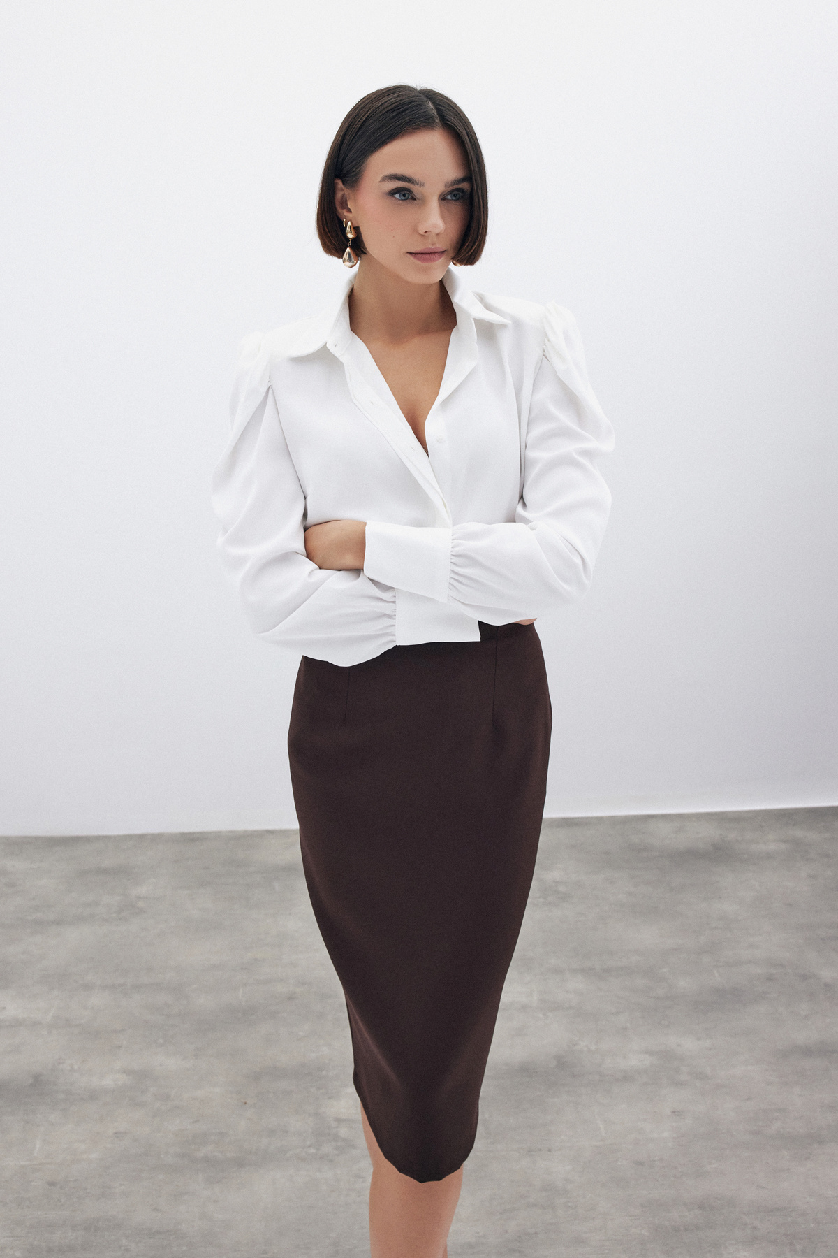 Düz Kalem Etek - KAHVE