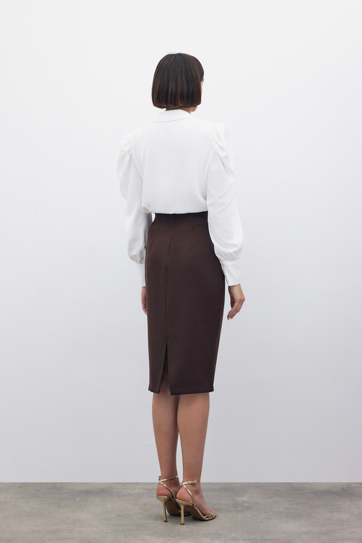 Düz Kalem Etek - KAHVE