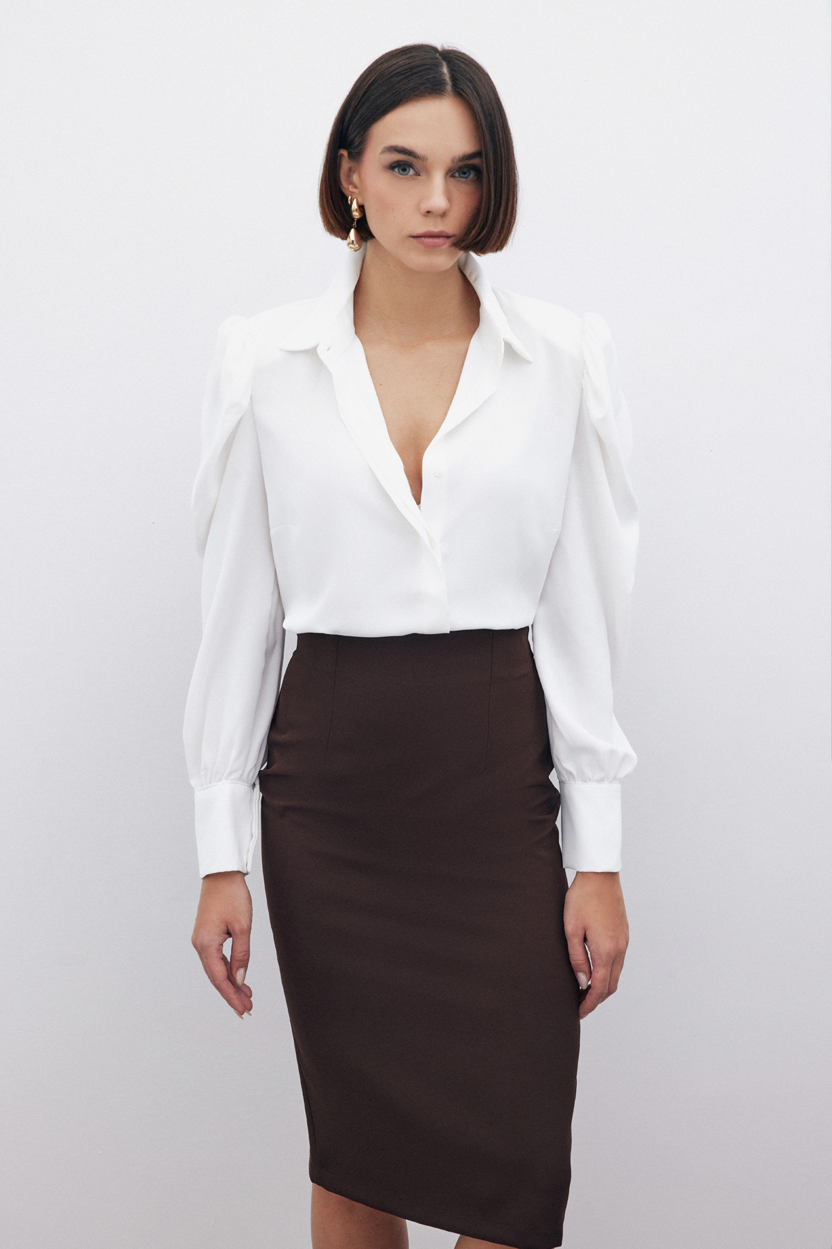 Düz Kalem Etek - KAHVE