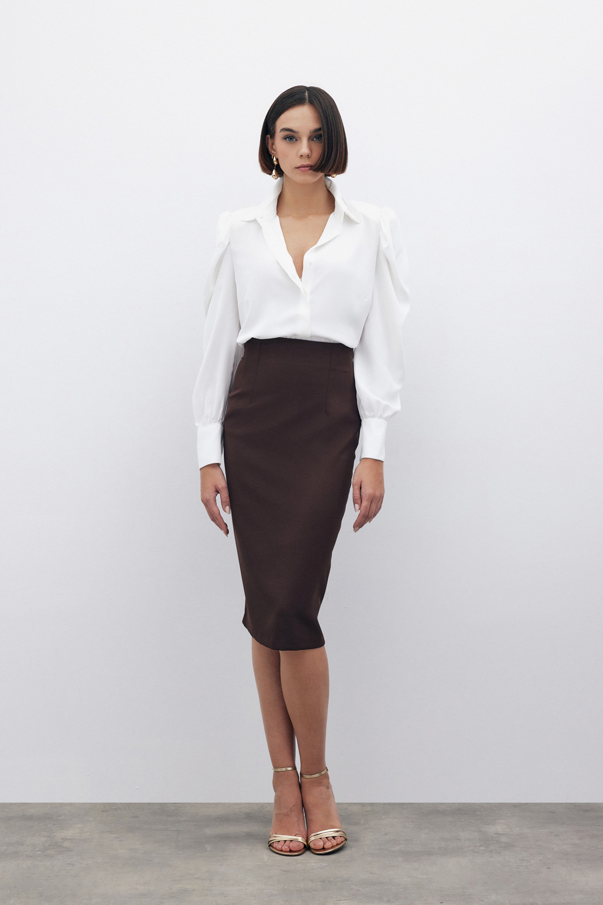 Düz Kalem Etek - KAHVE