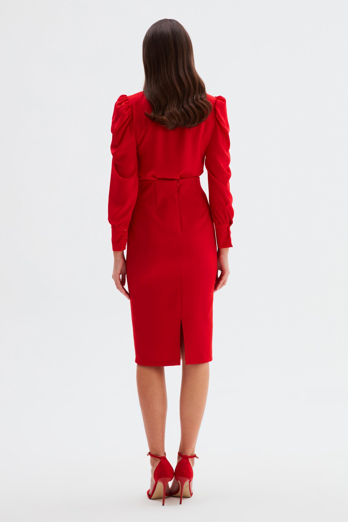 Straight Pencil Skirt - RED