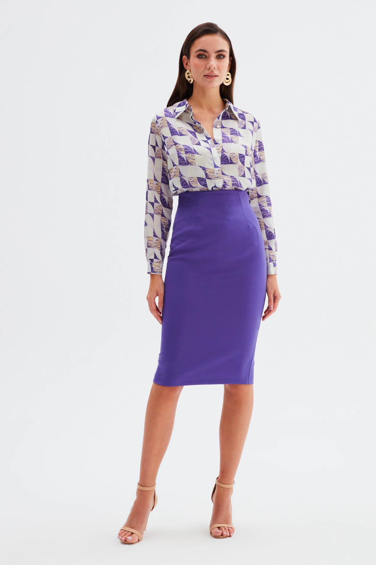 Straight Pencil Skirt - PURPLE