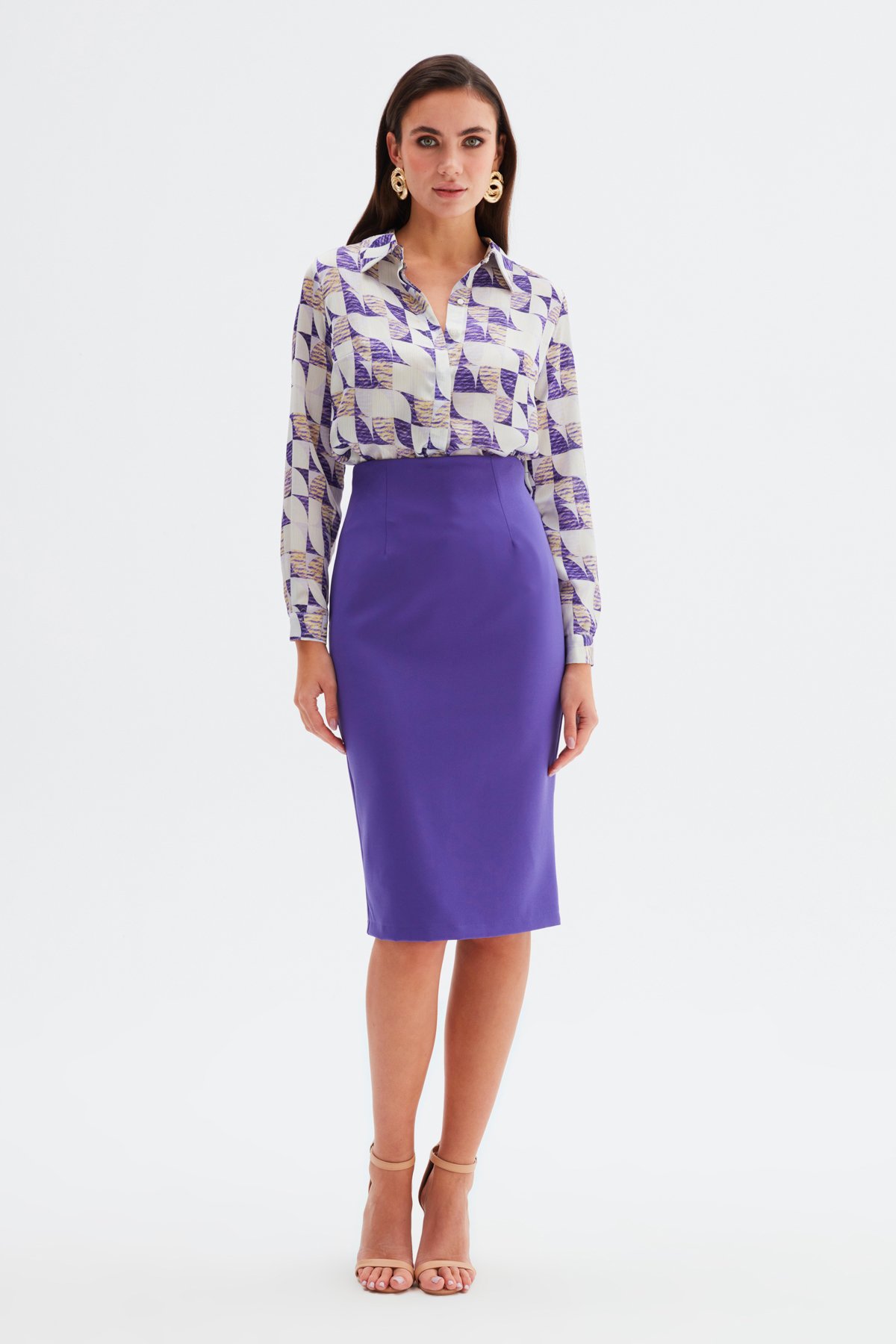 Straight Pencil Skirt - PURPLE