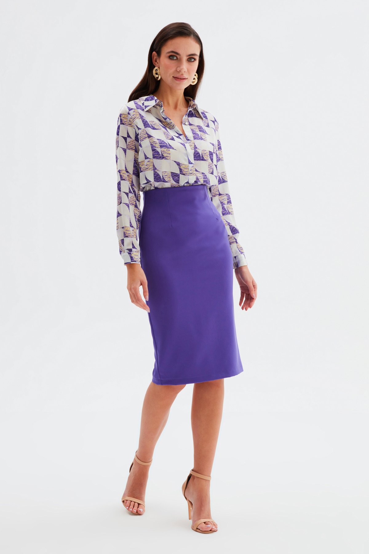 Straight Pencil Skirt - PURPLE