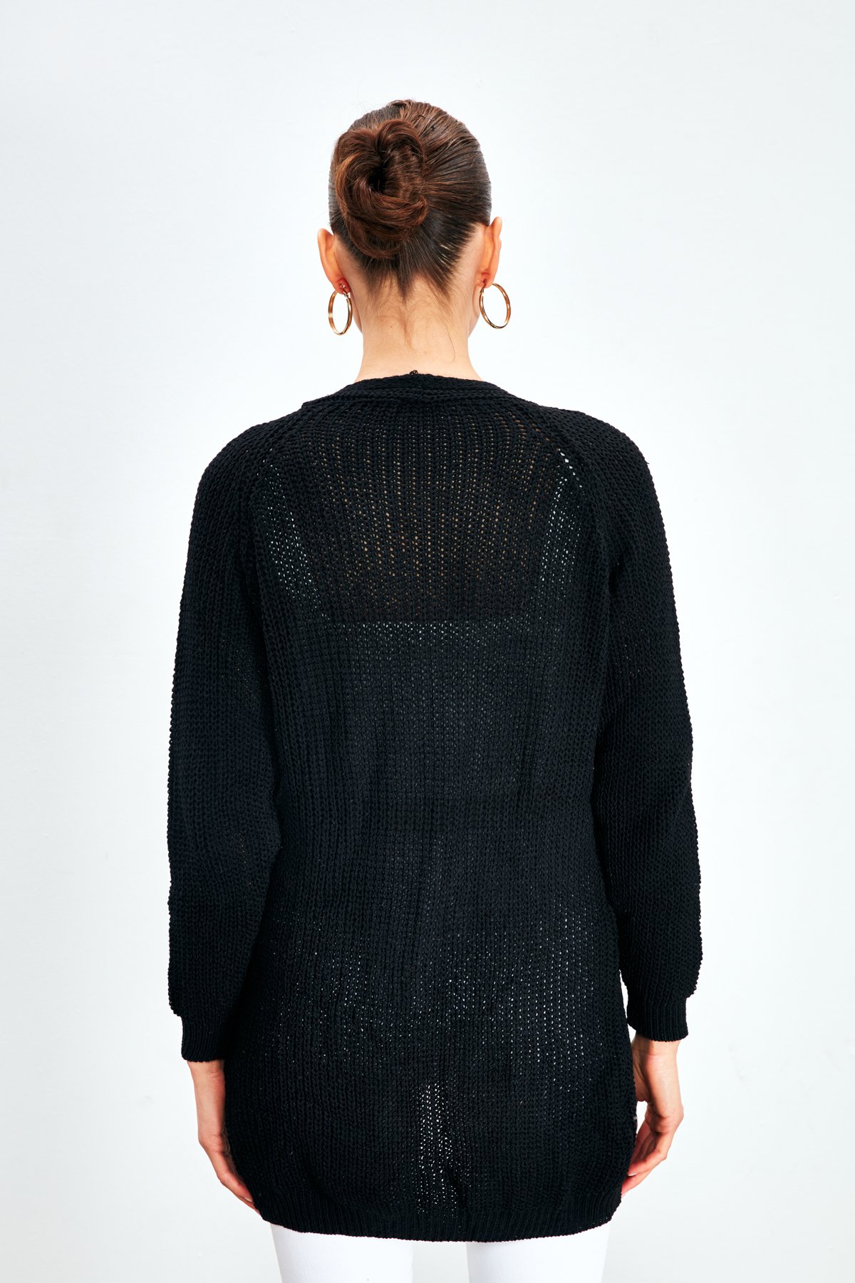 Düz Kesim Hırka - SİYAH