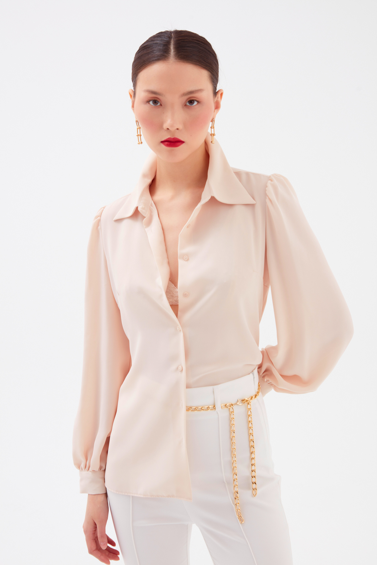 Düz Klasik Gömlek - BEJ