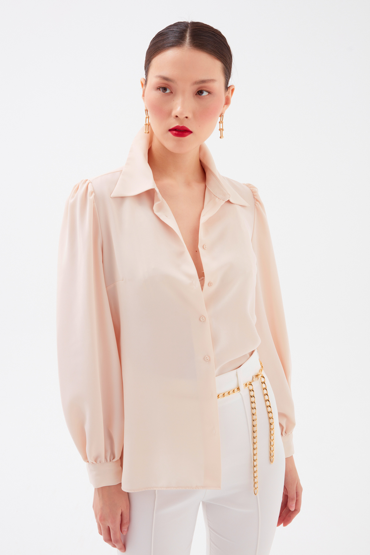 Düz Klasik Gömlek - BEJ