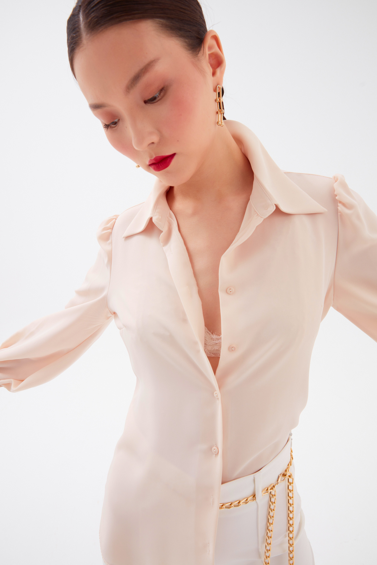 Düz Klasik Gömlek - BEJ