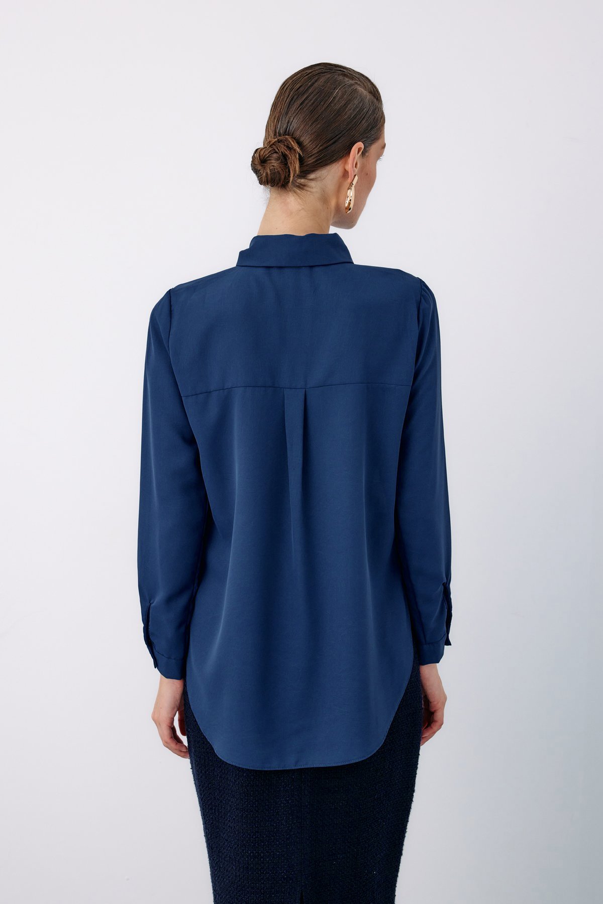 Düz Klasik Gömlek - İndigo
