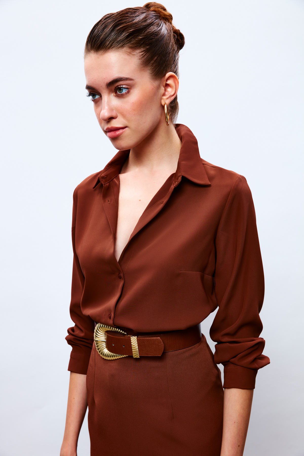 Düz Klasik Gömlek - KAHVE