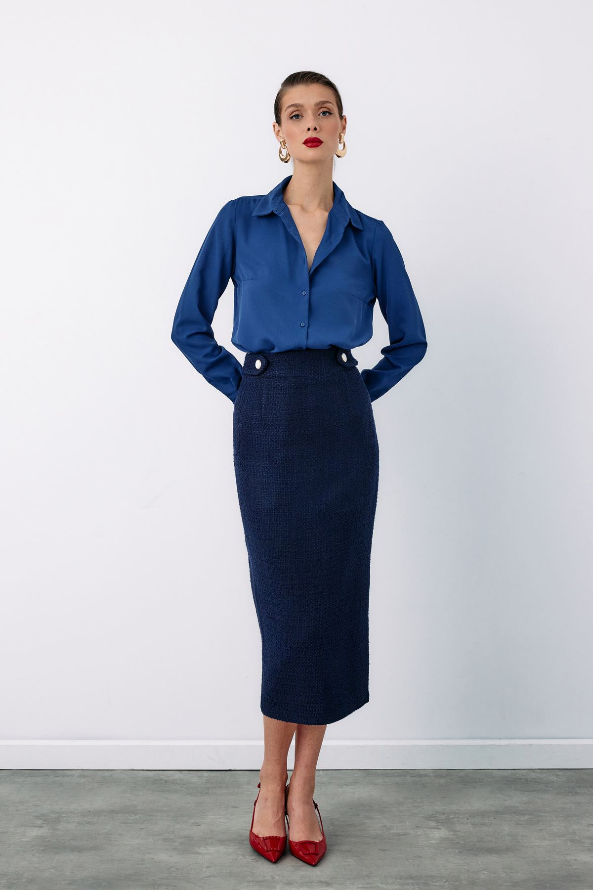 Düz Klasik Gömlek - LACİVERT