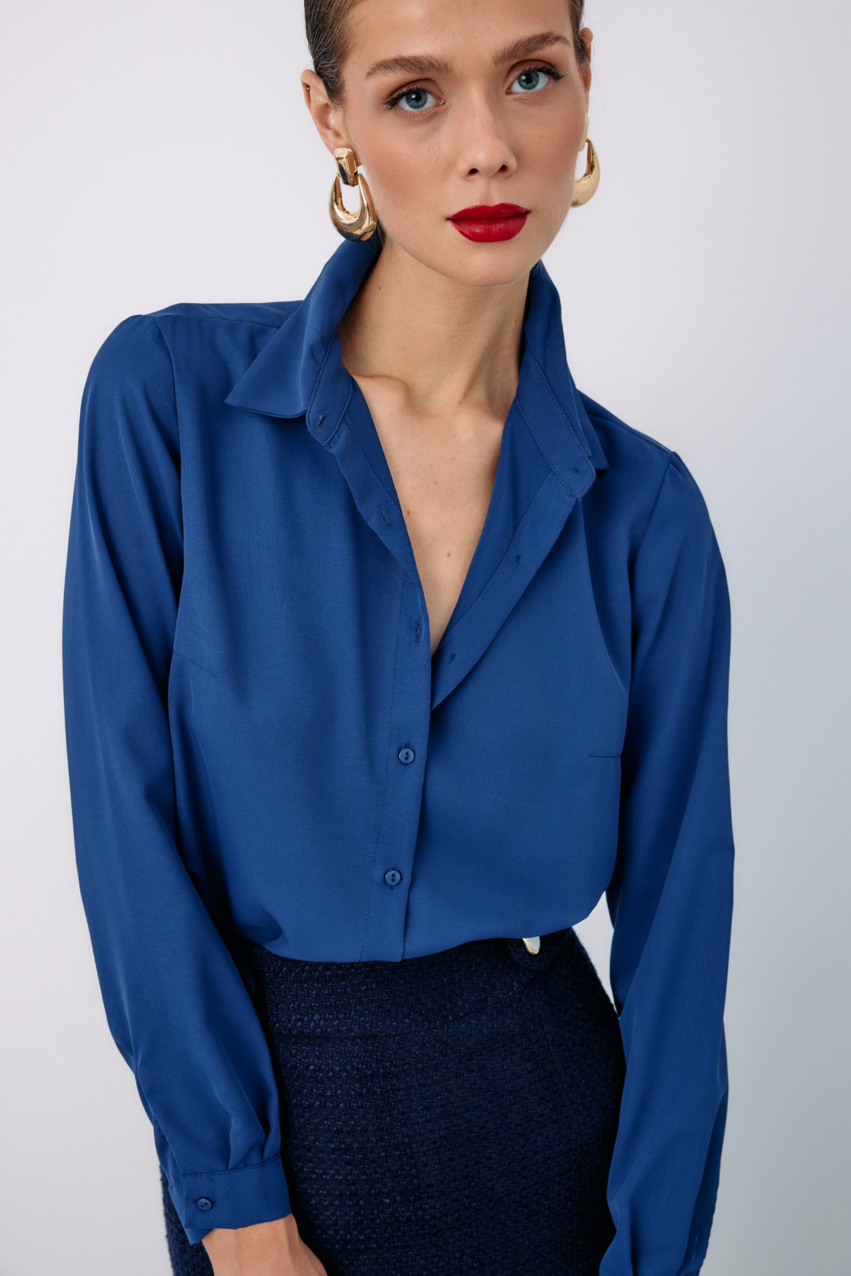 Düz Klasik Gömlek - LACİVERT