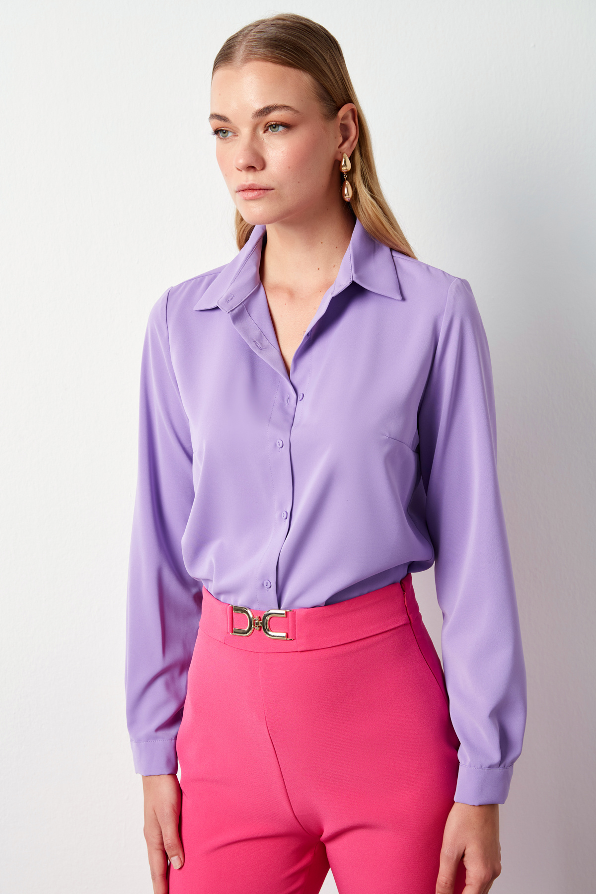 Düz Klasik Gömlek - LİLA