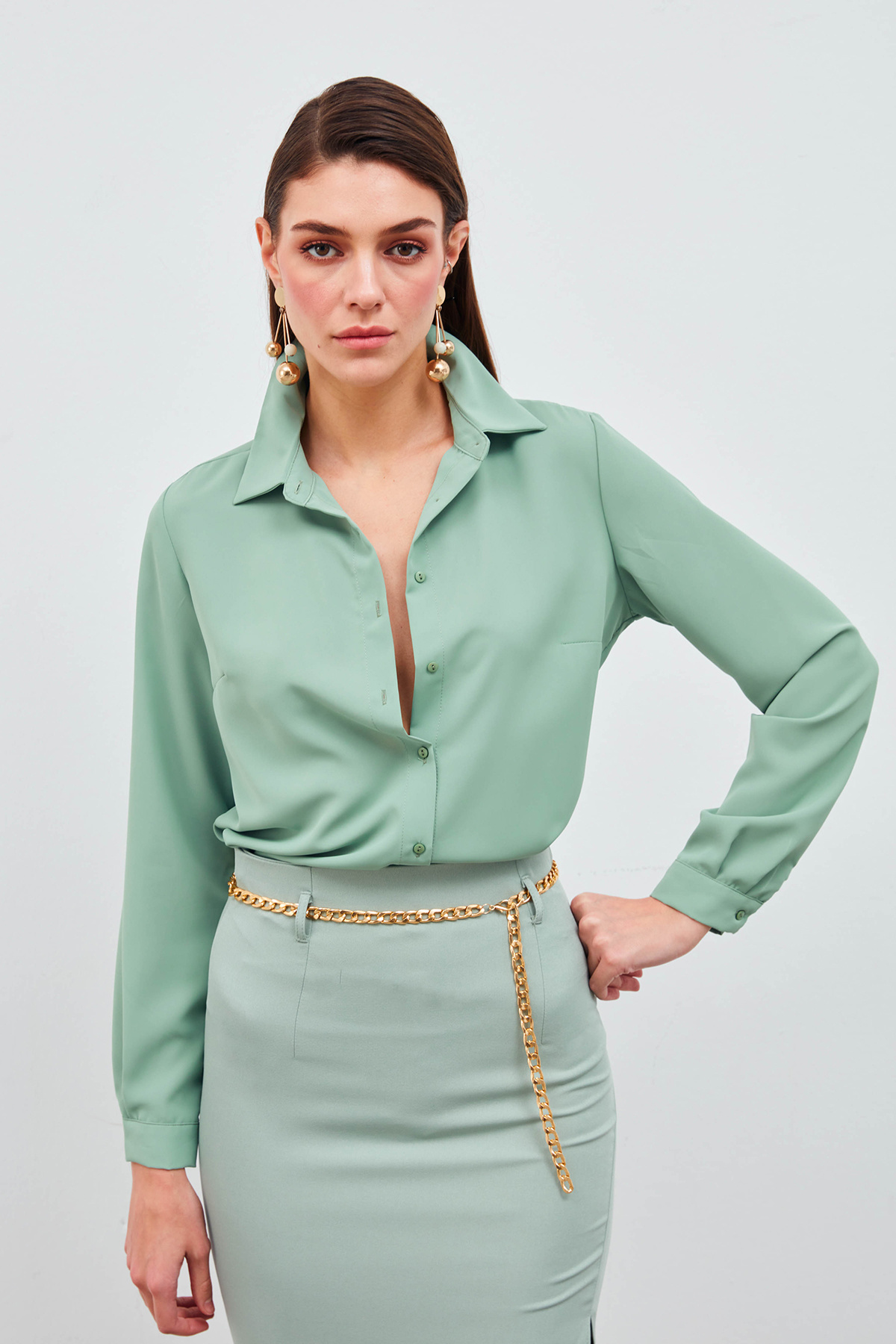 Düz Klasik Gömlek - MİNT