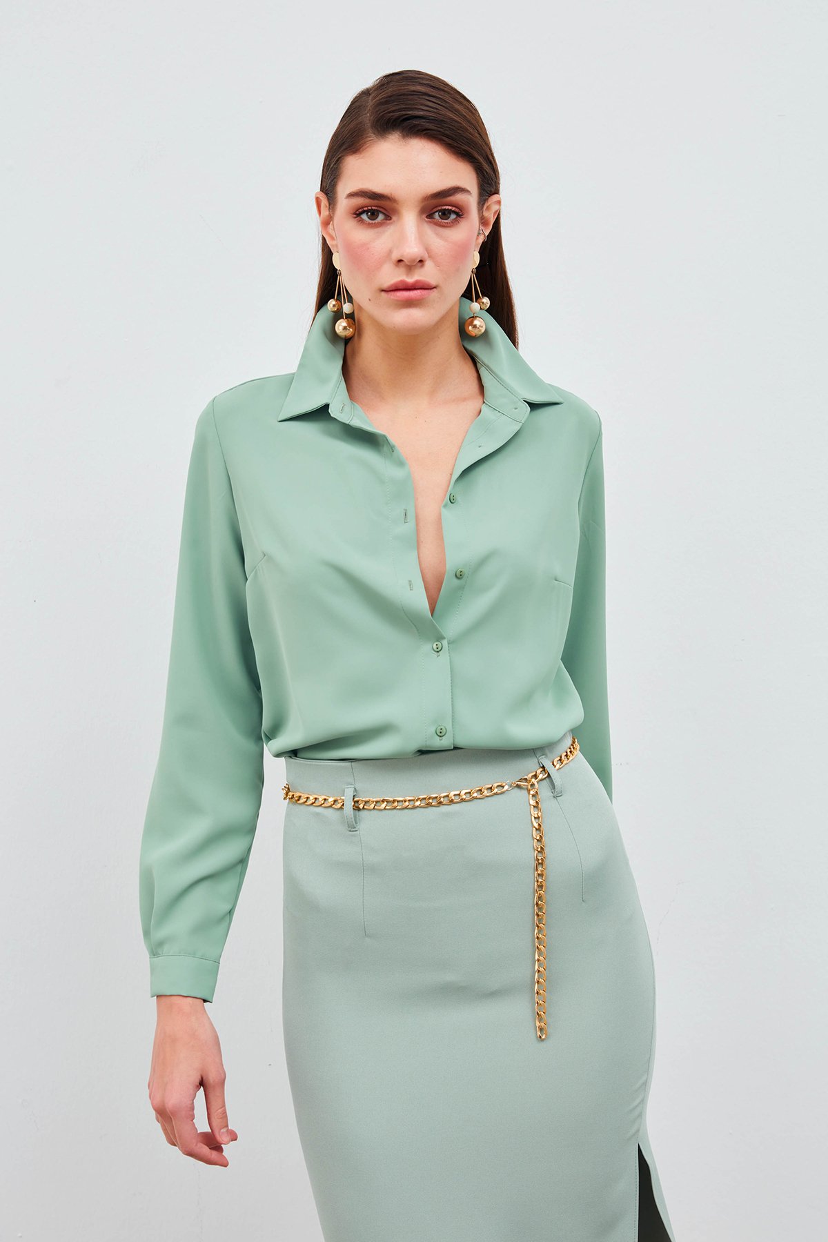 Düz Klasik Gömlek - MİNT