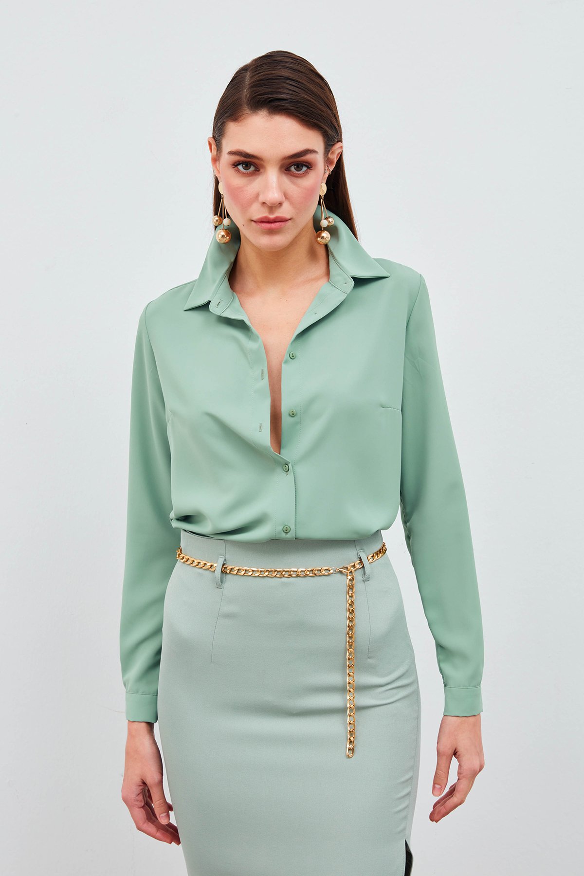 Düz Klasik Gömlek - MİNT