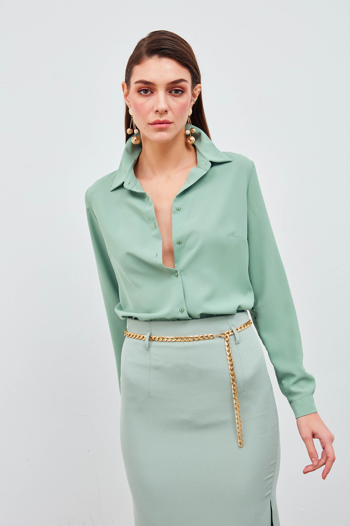 Düz Klasik Gömlek - MİNT