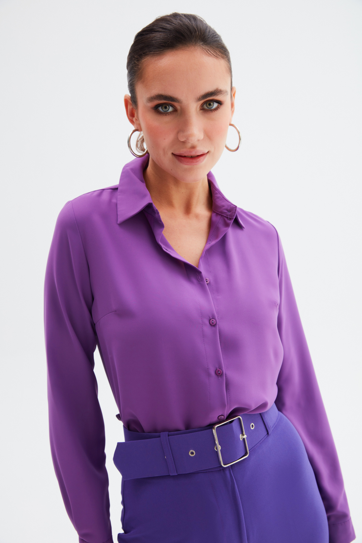 Düz Klasik Gömlek - MOR