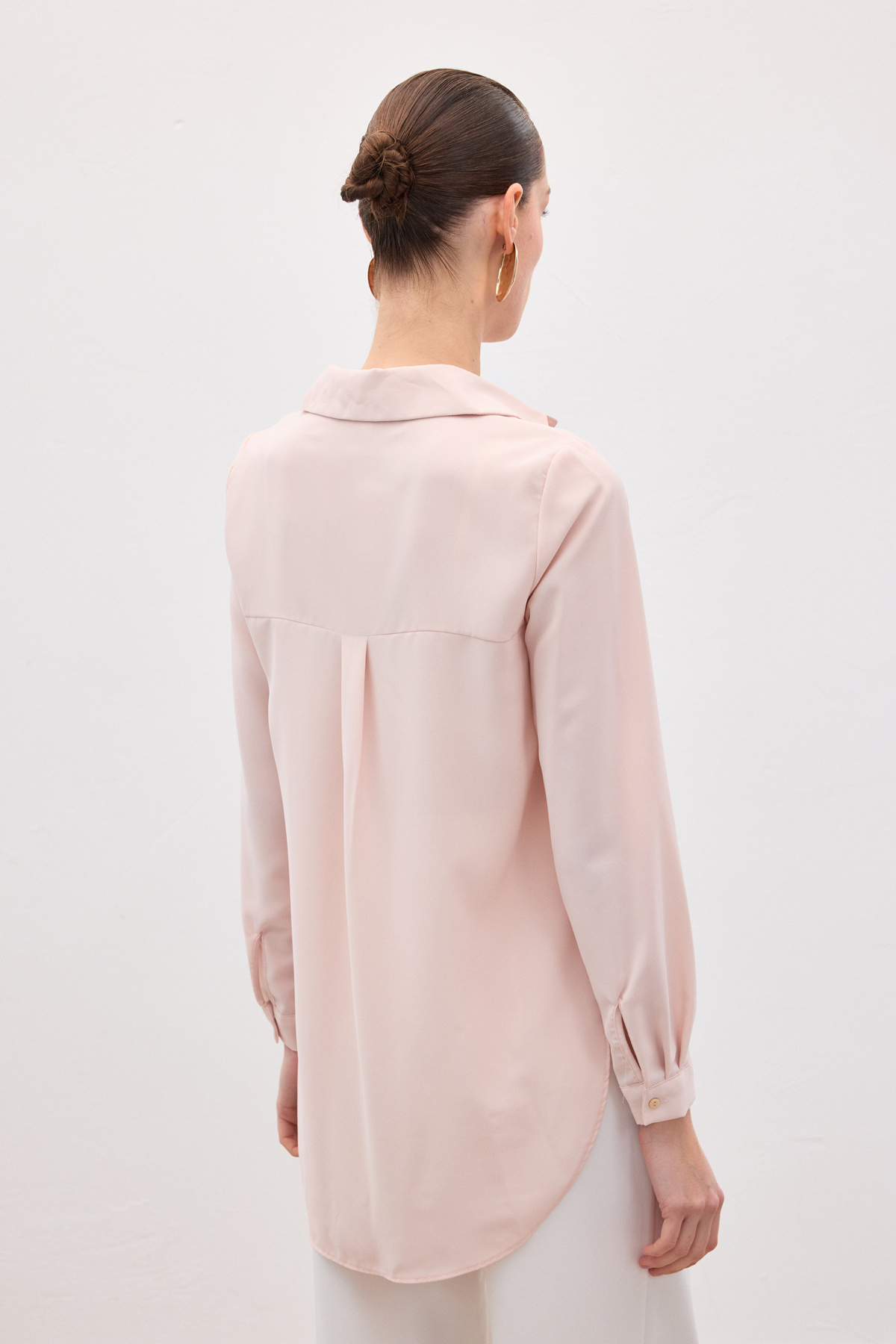 Düz Klasik Gömlek - Pudra