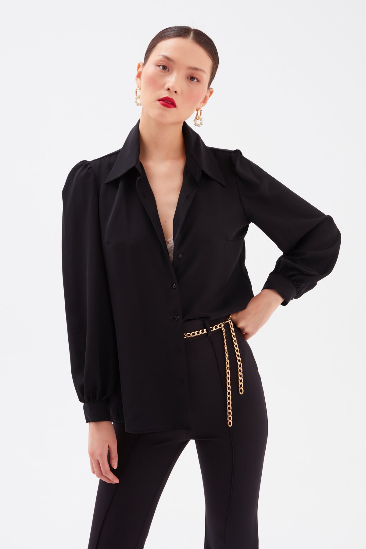 Düz Klasik Gömlek - SİYAH