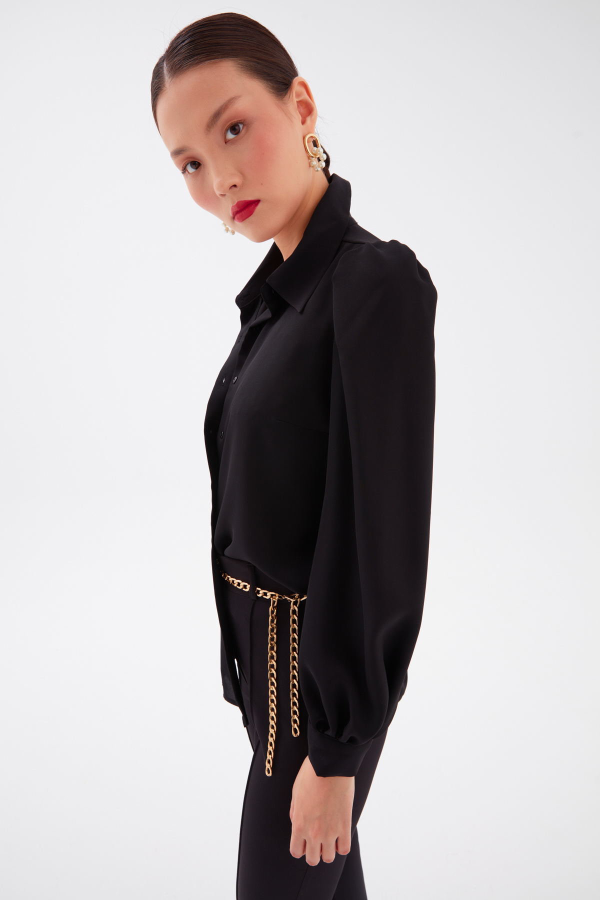 Düz Klasik Gömlek - SİYAH