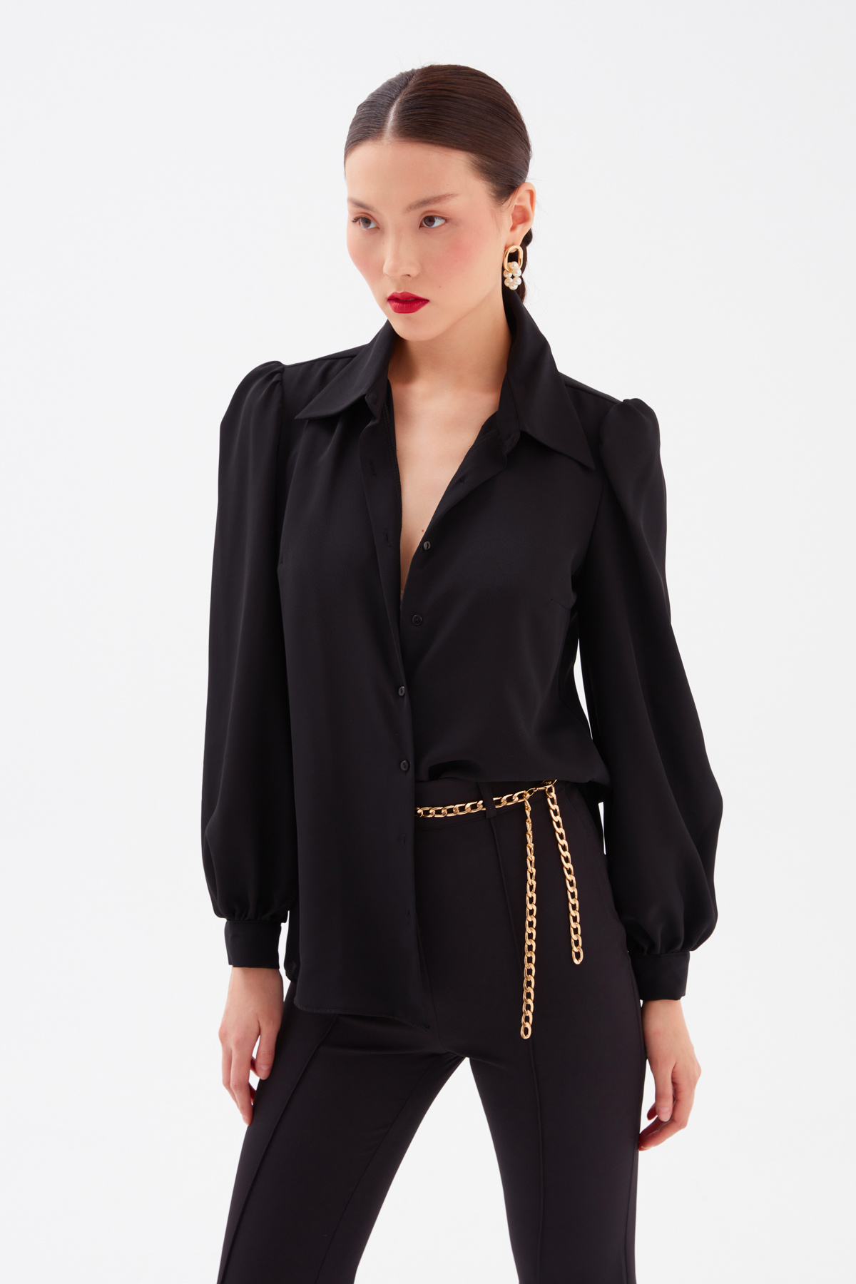 Düz Klasik Gömlek - SİYAH