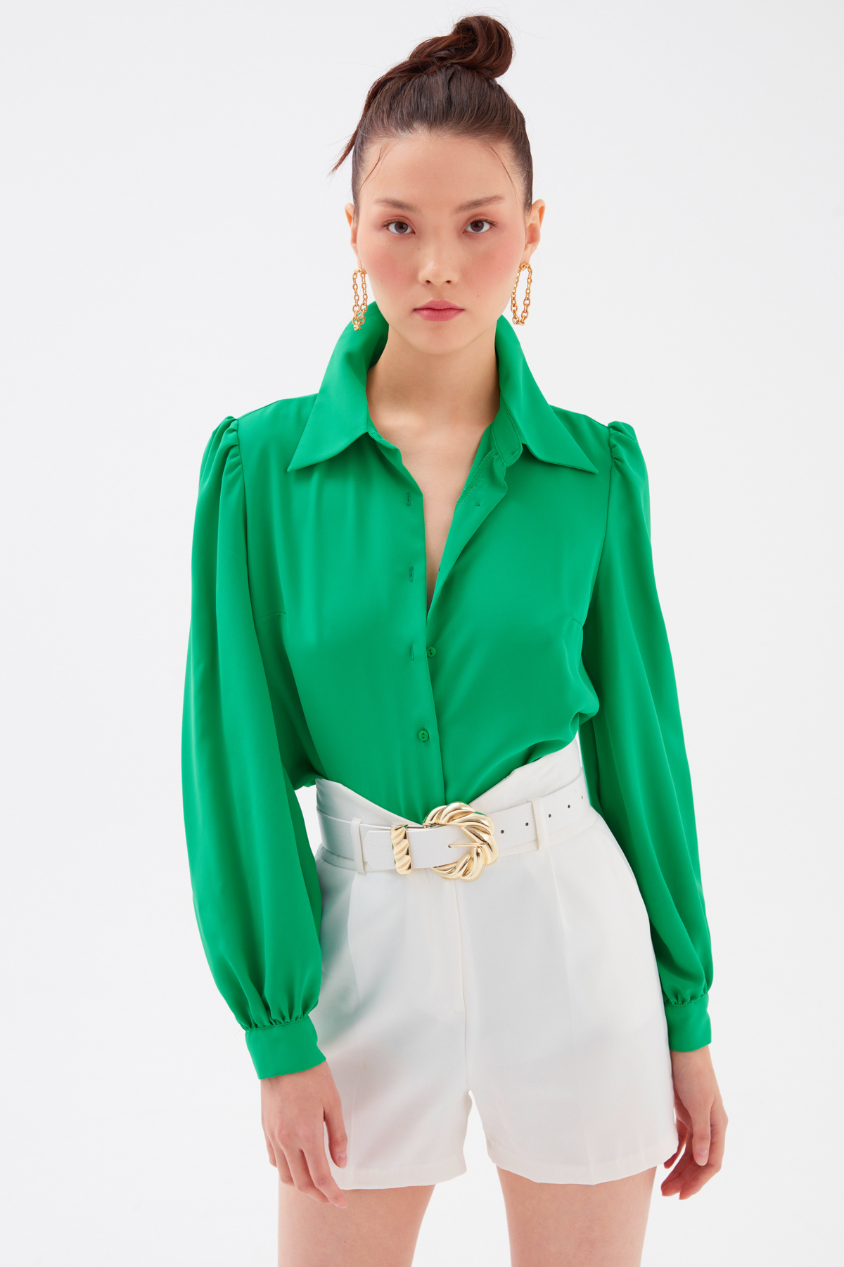 Düz Klasik Gömlek - YEŞİL