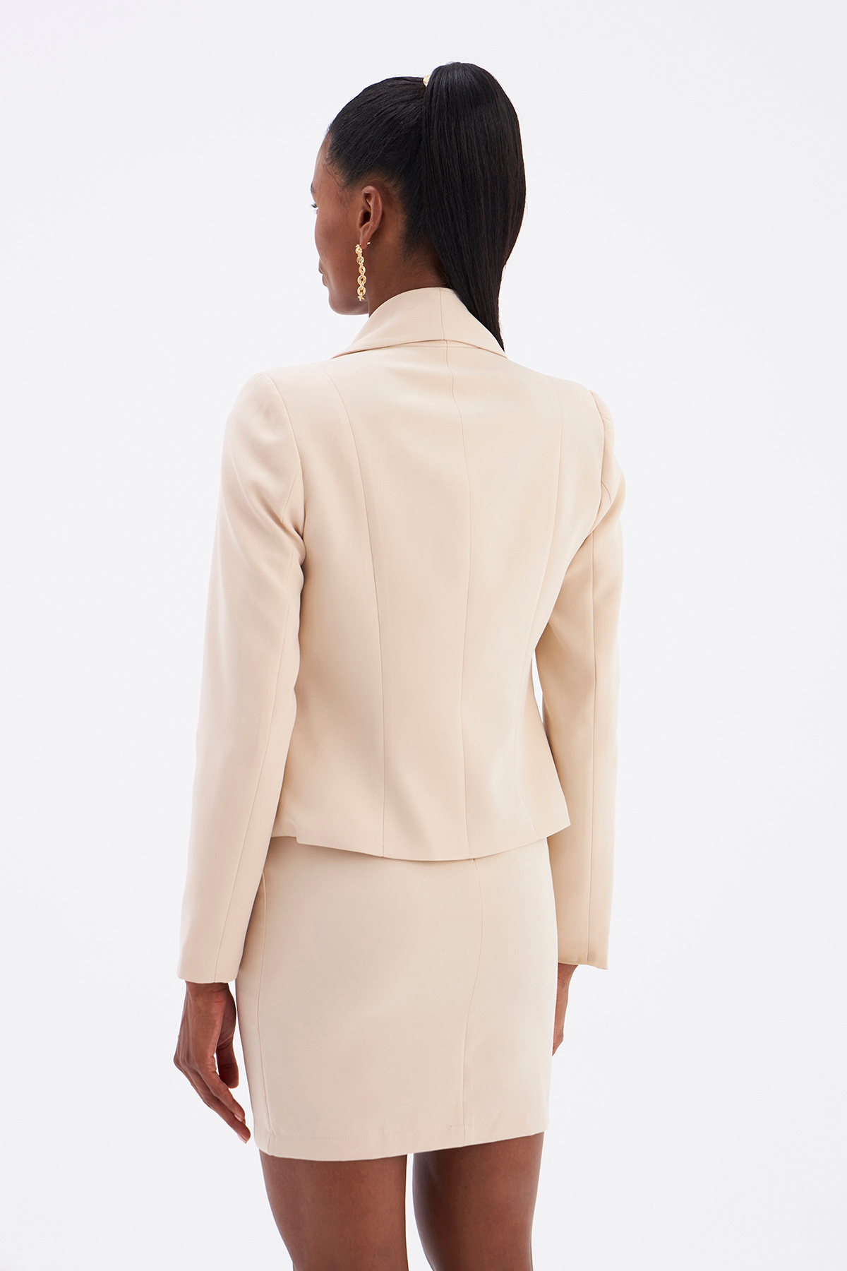 Straight Mini Skirt - BEIGE