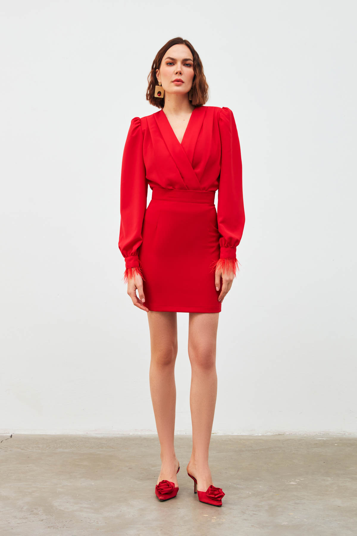 Düz Mini Etek - KIRMIZI