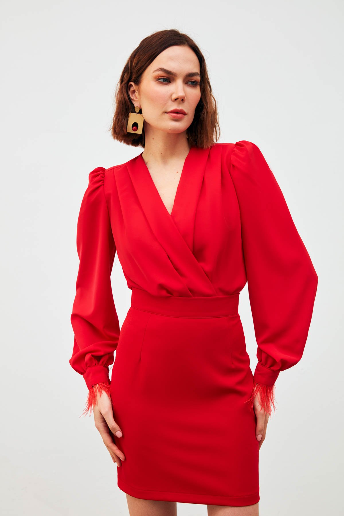 Düz Mini Etek - KIRMIZI