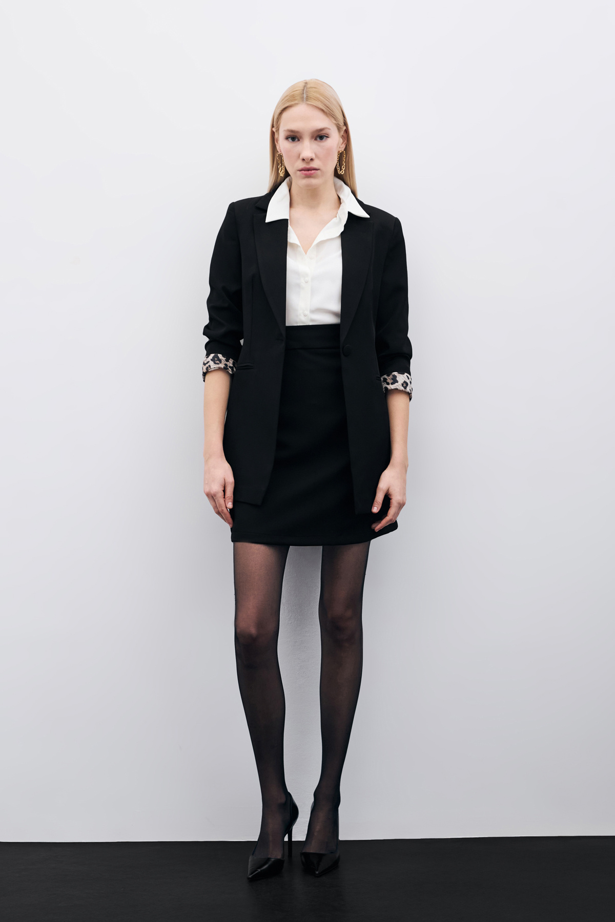 Düz Mini Etek - Siyah