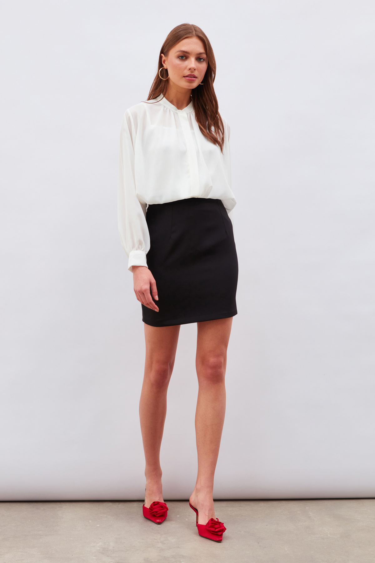 Düz Mini Etek - SİYAH