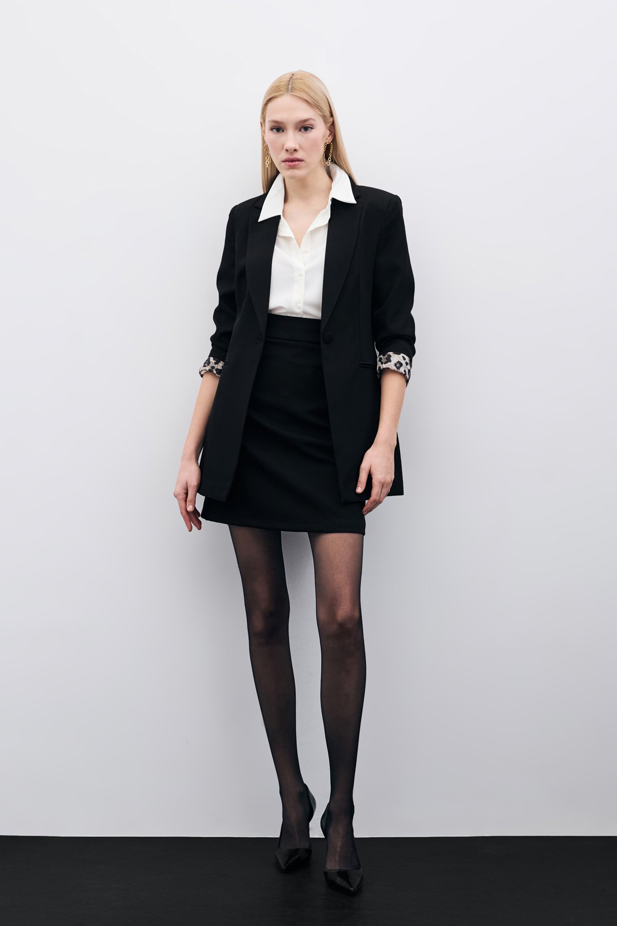 Düz Mini Etek - Siyah