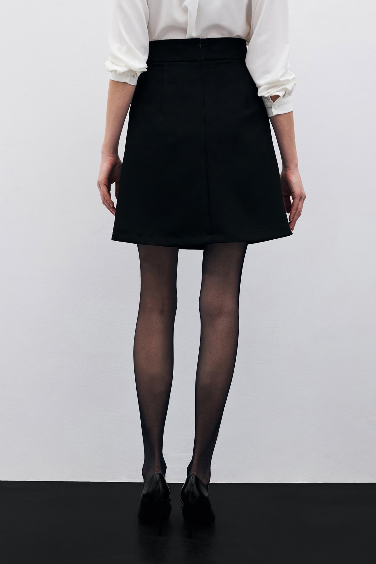 Düz Mini Etek - Siyah
