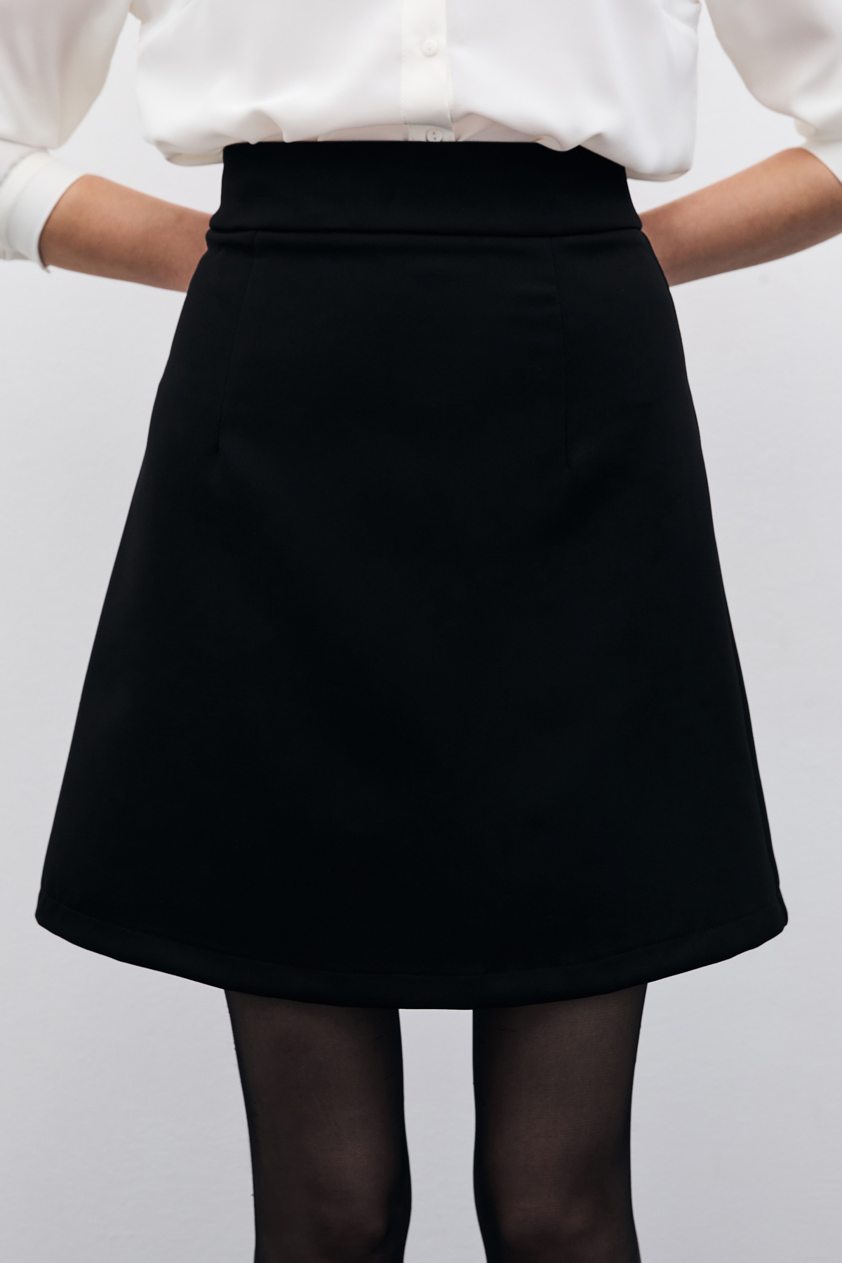 Düz Mini Etek - Siyah