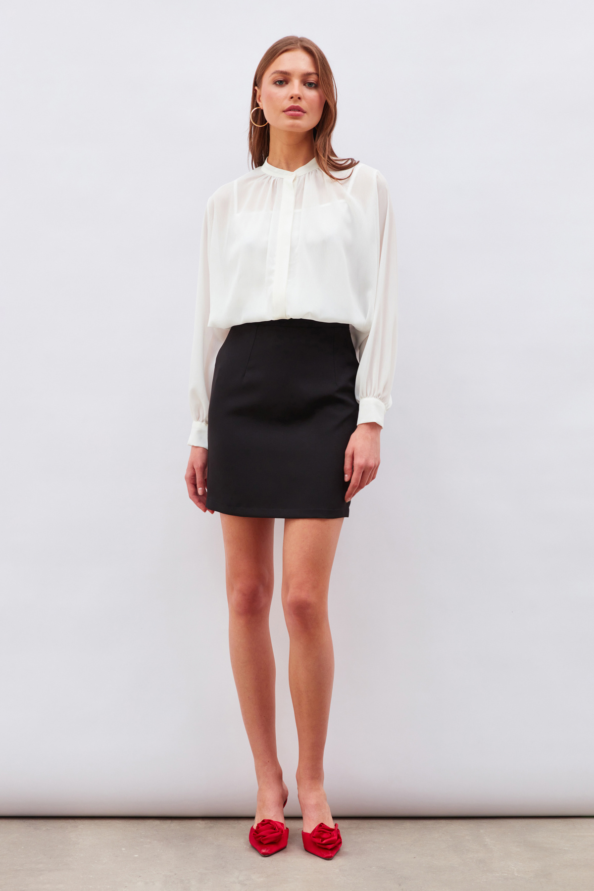 Düz Mini Etek - SİYAH