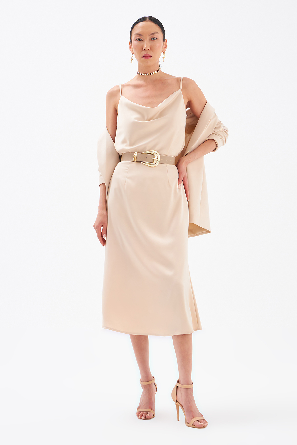 Düz Saten Etek - TAŞ