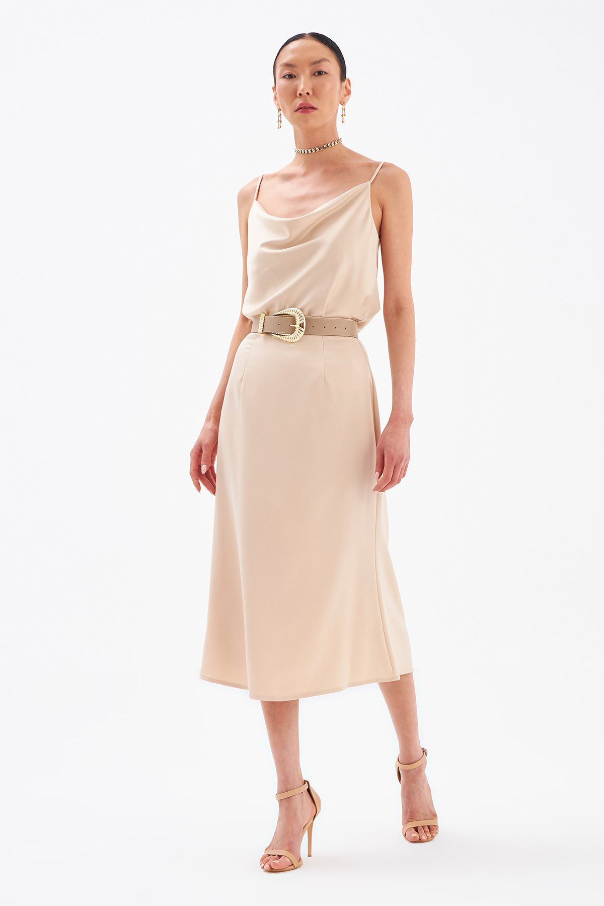 Düz Saten Etek - TAŞ