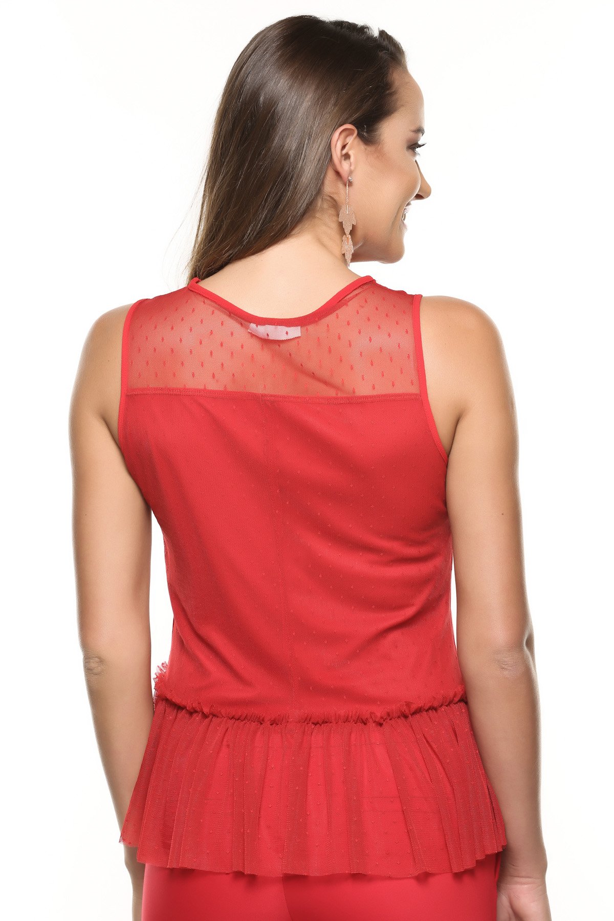 242-1083 ETEĞİ FIRFIRLI TÜL BLUZ