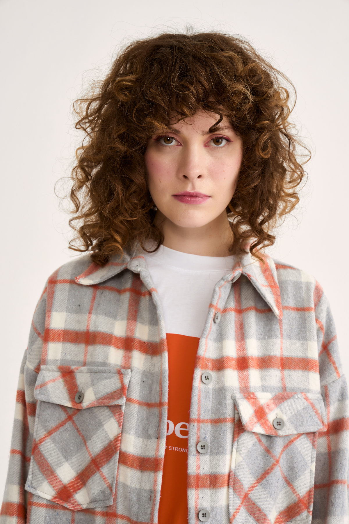 Ekose desenli uzun gömlek - KİREMİT