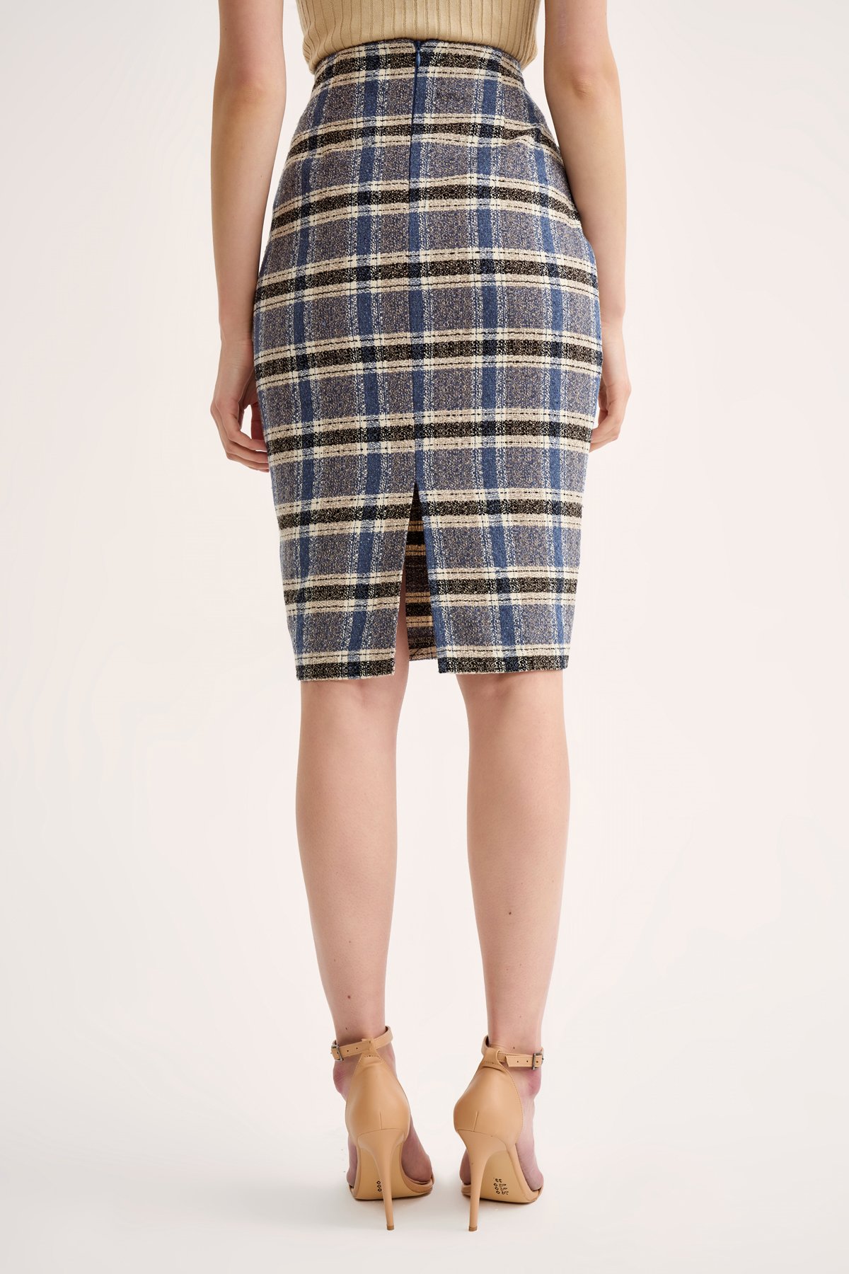 Ekose kalem etek - SAX MAVİ