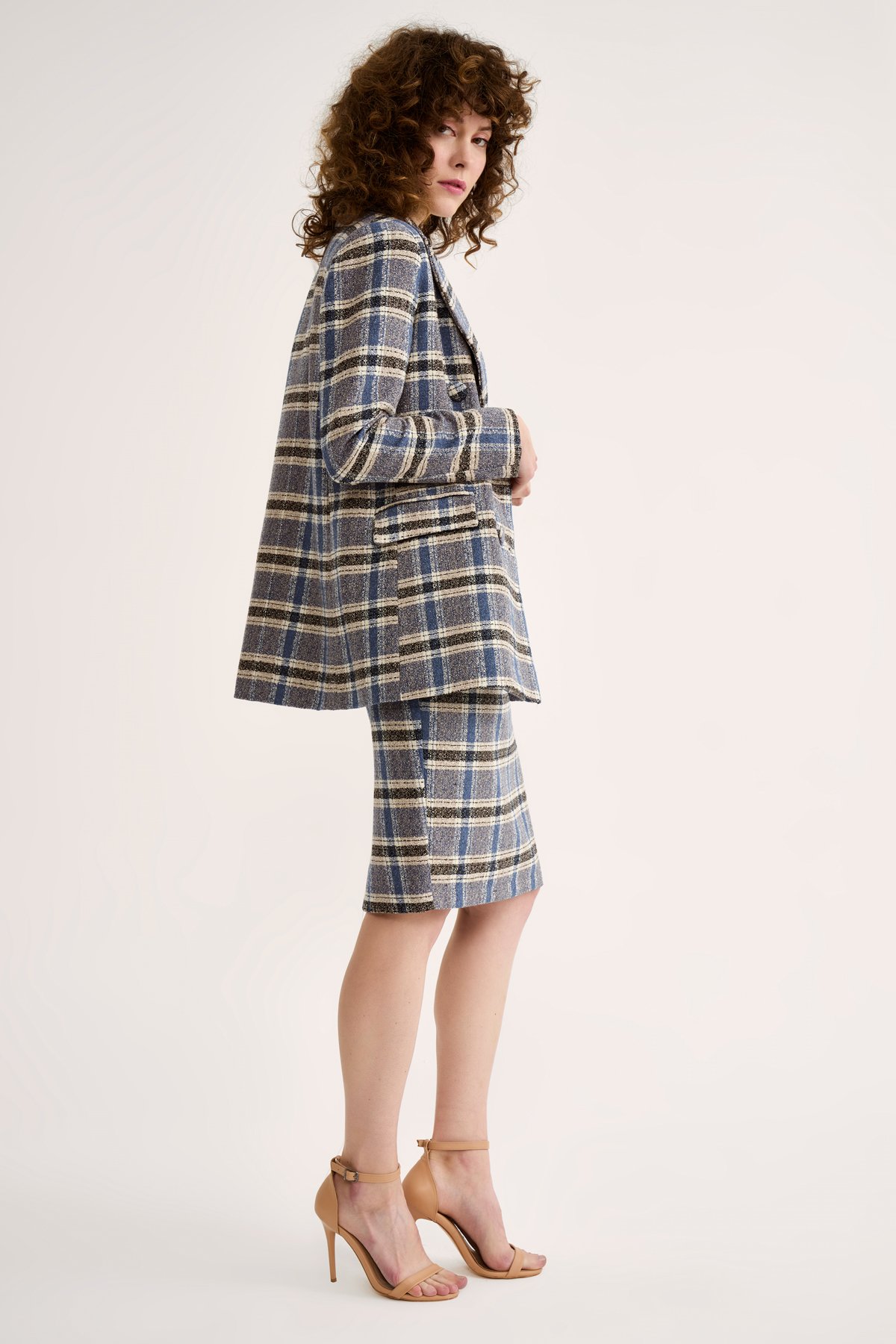 Ekose kalem etek - SAX MAVİ