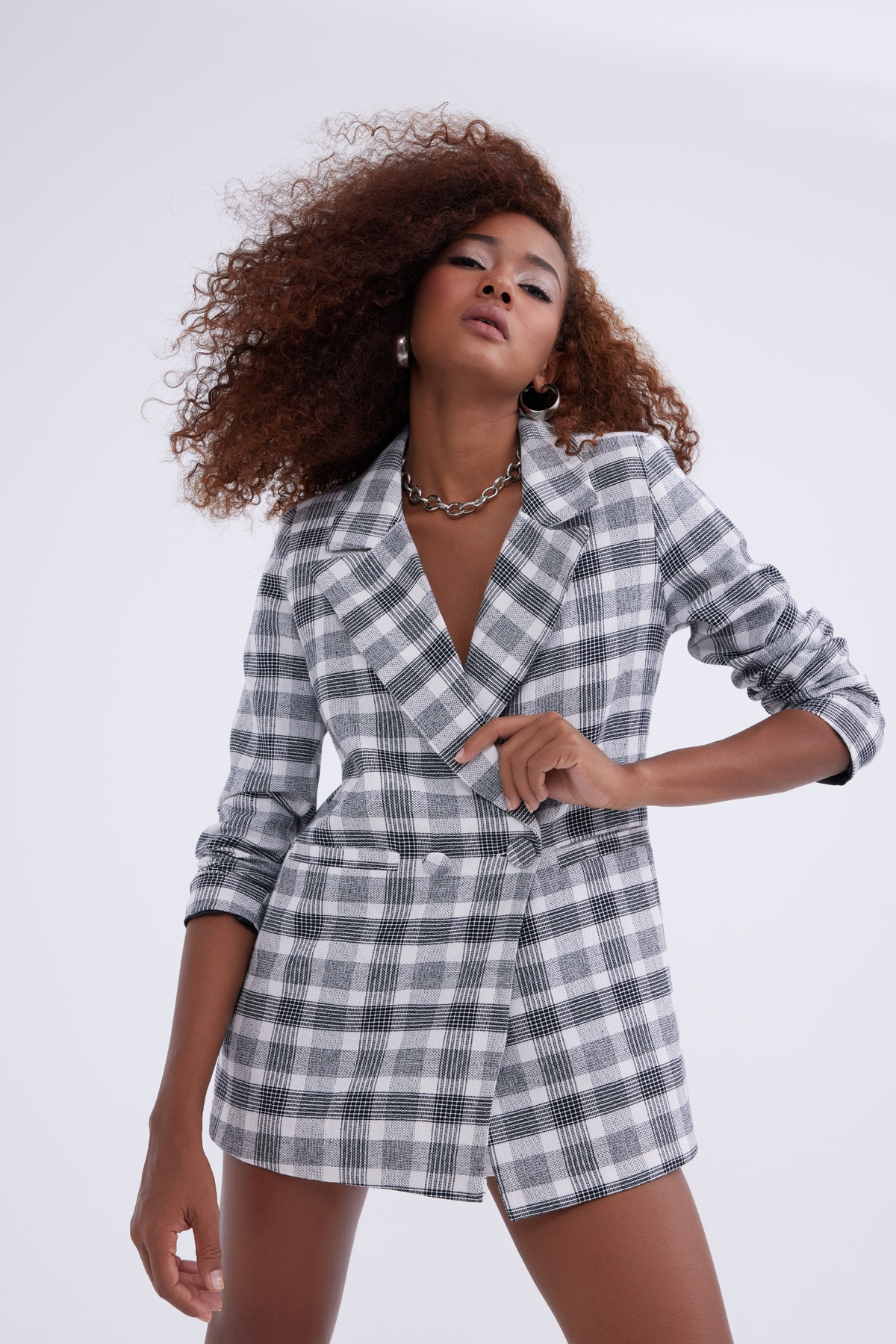 Checked shabby jacket - BLACK