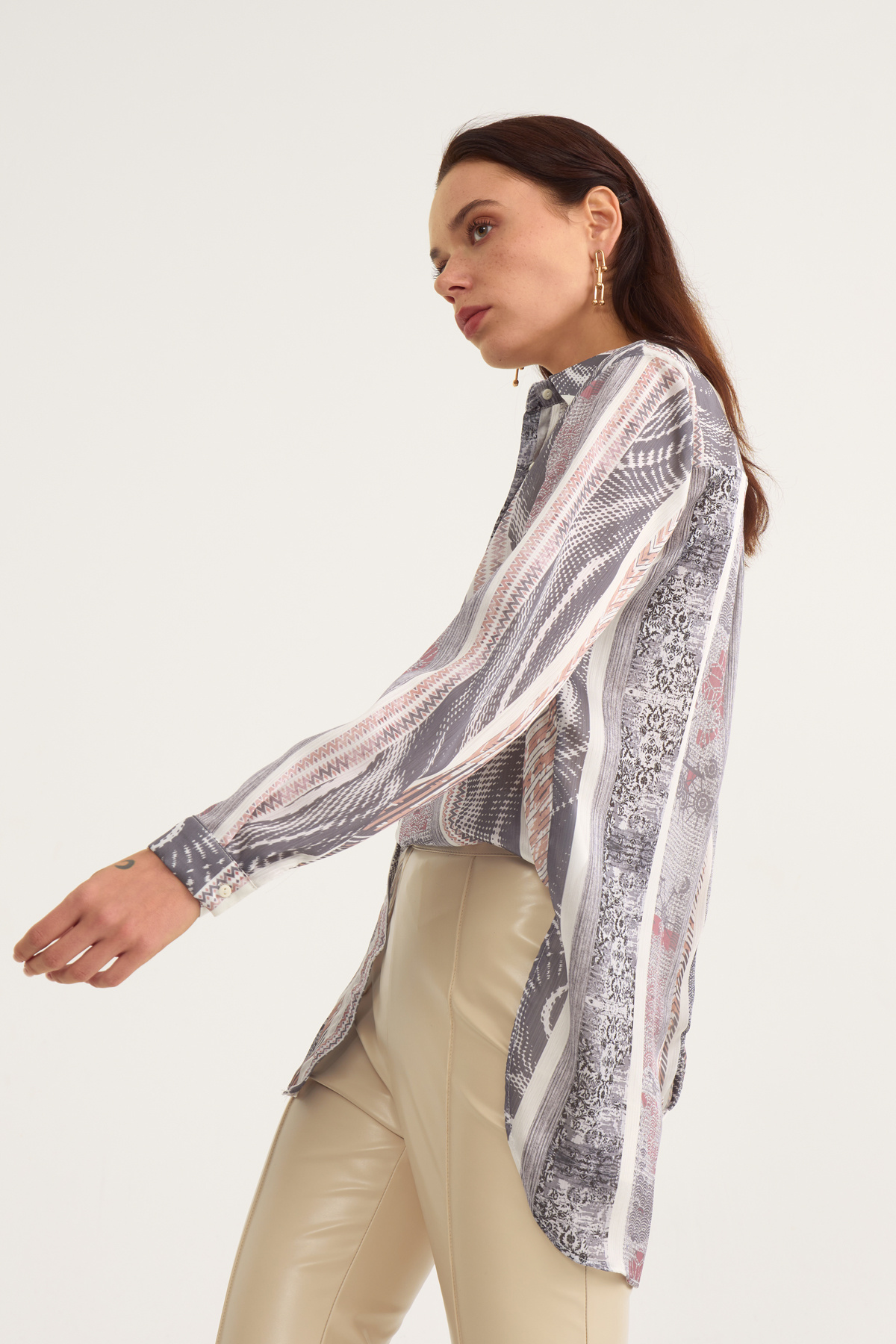 Printed shabby shirt - GRAY
