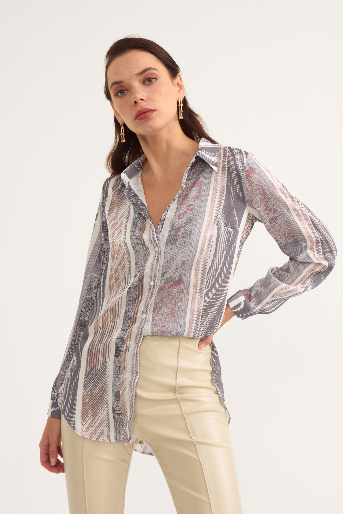 Printed shabby shirt - GRAY
